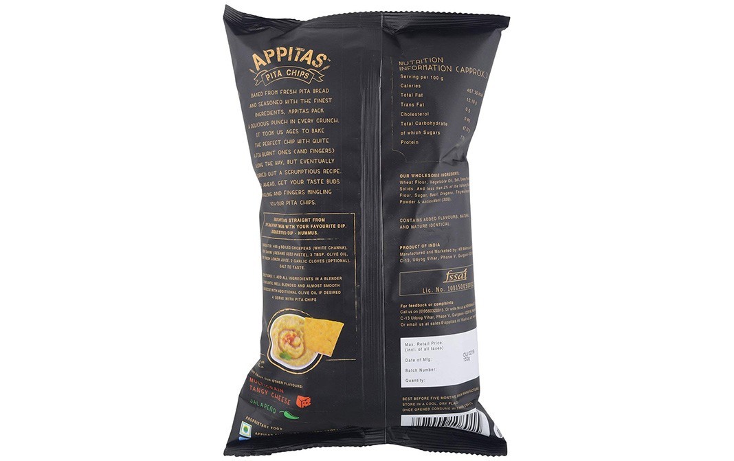 Appitas Pita Chips - Parmesan And Mediterranean Herbs   Pack  150 grams